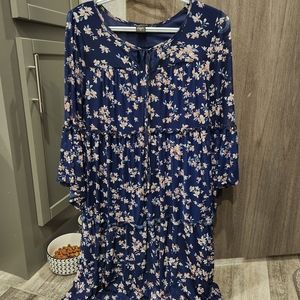 Navy floral long sleeve top